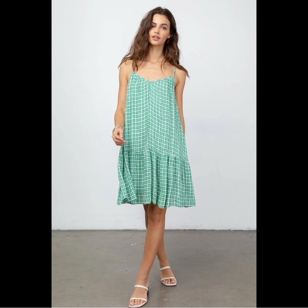 Rails Green Checkered Mini Dress
